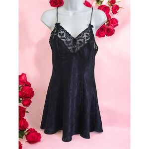 Vintage Victoria's Secret Gold Label Size Small Navy Babydoll Gown Lingerie